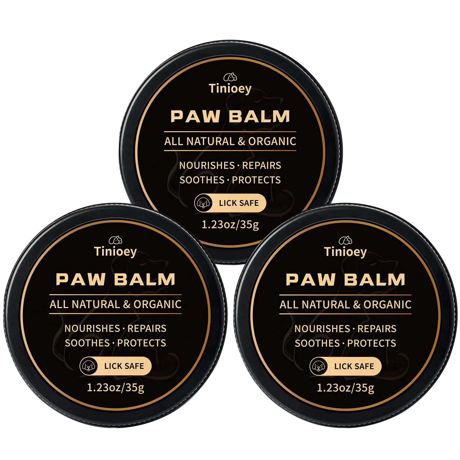 All-Natural Lick Safe Dog Paw Balm for Dogs 3 Pack