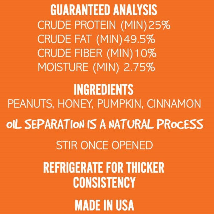 Gourmet Peanut Butter for Dogs - Pumpkin & Honey Flavor