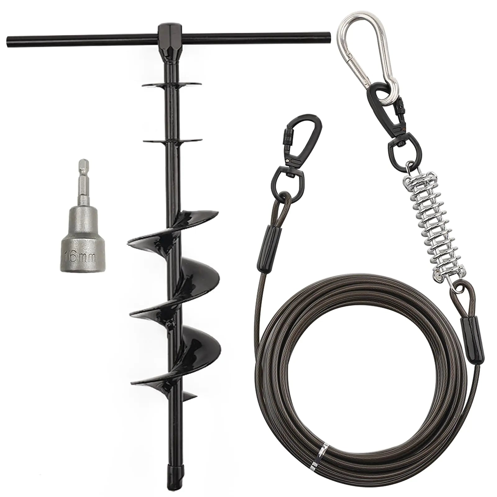Heavy Duty Dog Tie Out Stake with 30FT Cable