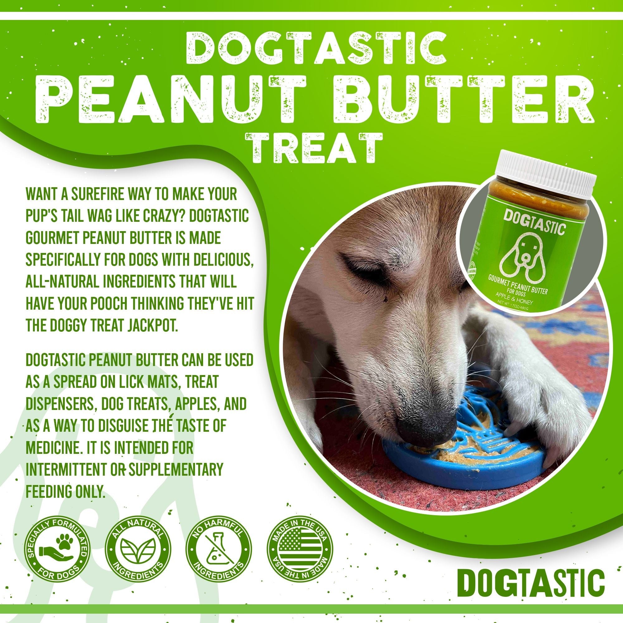 Gourmet Peanut Butter for Dogs - Apple & Honey Flavor